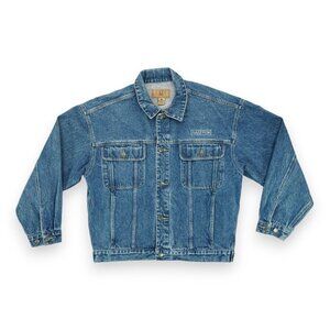 Vintage Gear For Sports Denim Jean Jacket Mens M‎ Matrix Embroidery Long Sleeve